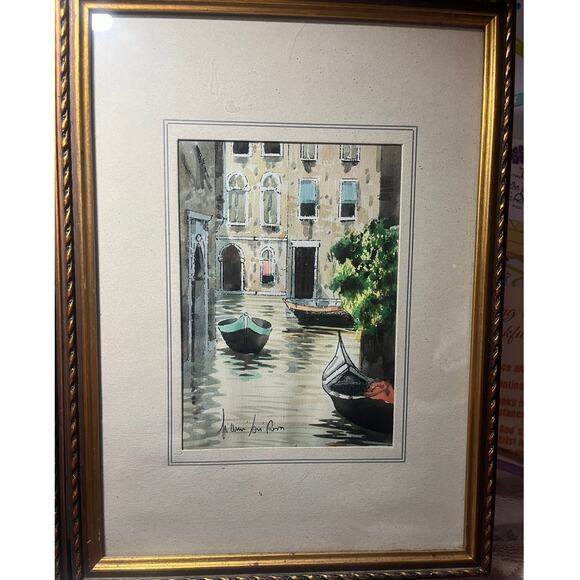 Set of 2 Venice Prints of Bridge and Canal Signed - Picture 5 of 7